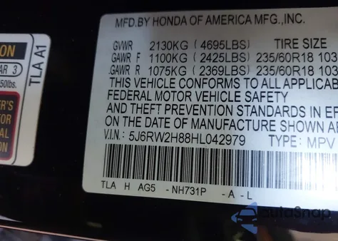 2017 Honda Cr-V Ex-L/Ex-L Navi z USA, uszkodzony, nr VIN 5J6RW2H88HL042979